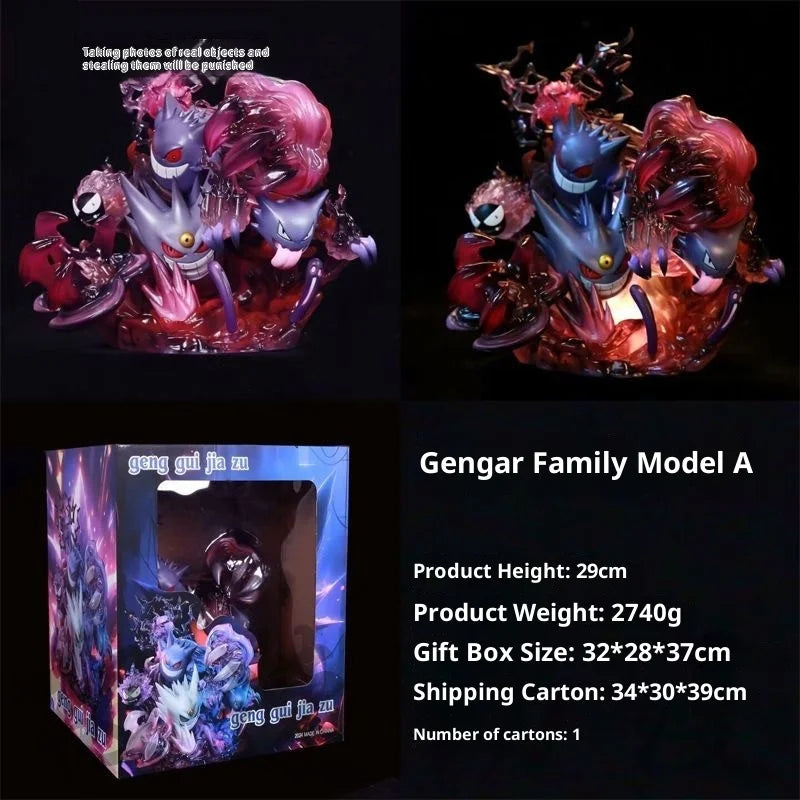 Juego de evolución de Pokémon Gengar, Gastly Haunter, figura de acción de dibujos animados de tipo fantasma, estatua de colección, decoración de escritorio para los fans de Pokémon, modelo