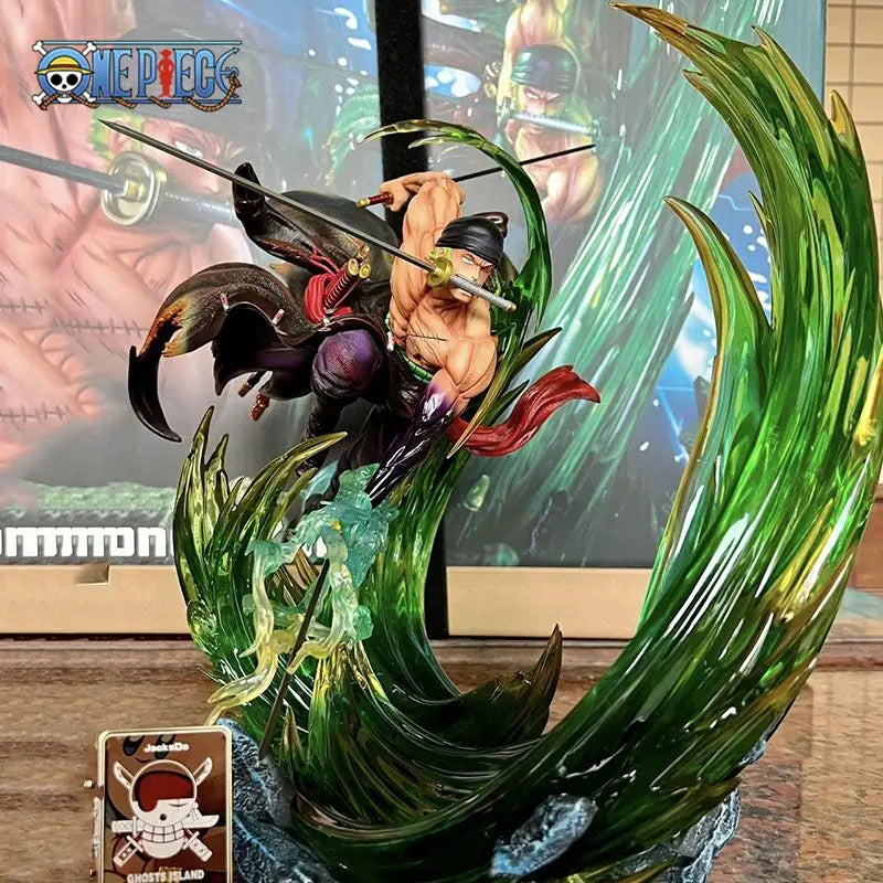 24 cm una pieza figura Roronoa Zoro figuras de anime Gk luminoso Pvc estatua modelo Cool dormitorio decoración juguete regalo niños