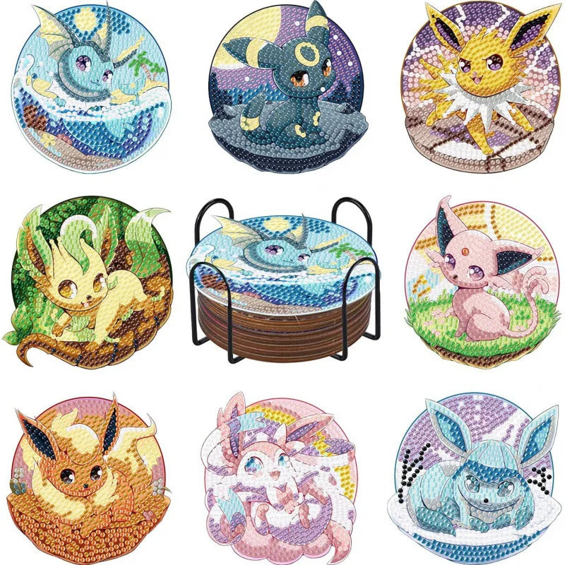 Dessous de verre cristal Pokémon – Lot de 8