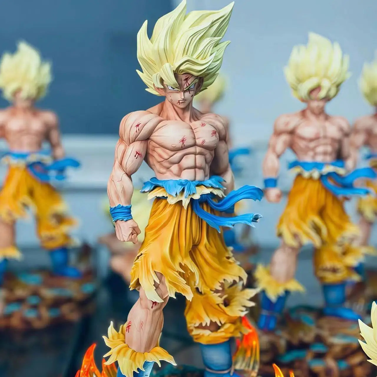Jt Figura de Dragón Ball Z Son Goku Cabezas reemplazables Base Led Super Saiyan Goku Figuras de acción Colección Moda juguetes regalos