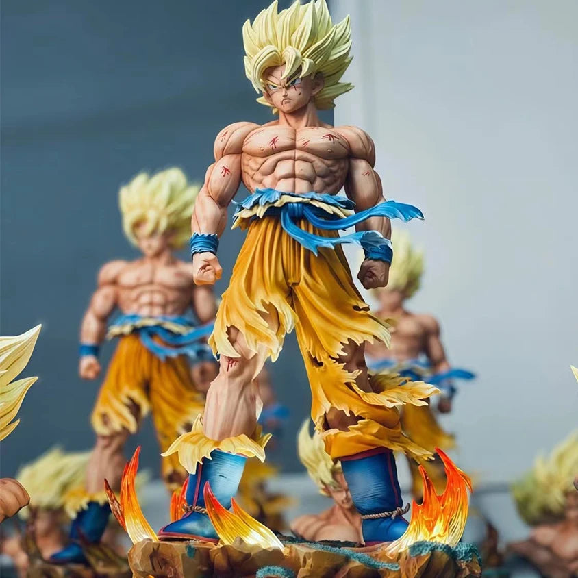 Jt Figura de Dragón Ball Z Son Goku Cabezas reemplazables Base Led Super Saiyan Goku Figuras de acción Colección Moda juguetes regalos