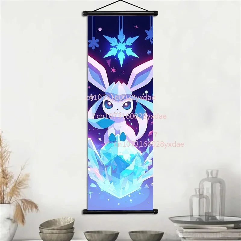 Póster clásico impreso de Pokémon, decoración de pared de dibujos animados, Gengar, Squirtle, Bulbasaur, Pikachu, decoración colgante para sala familiar