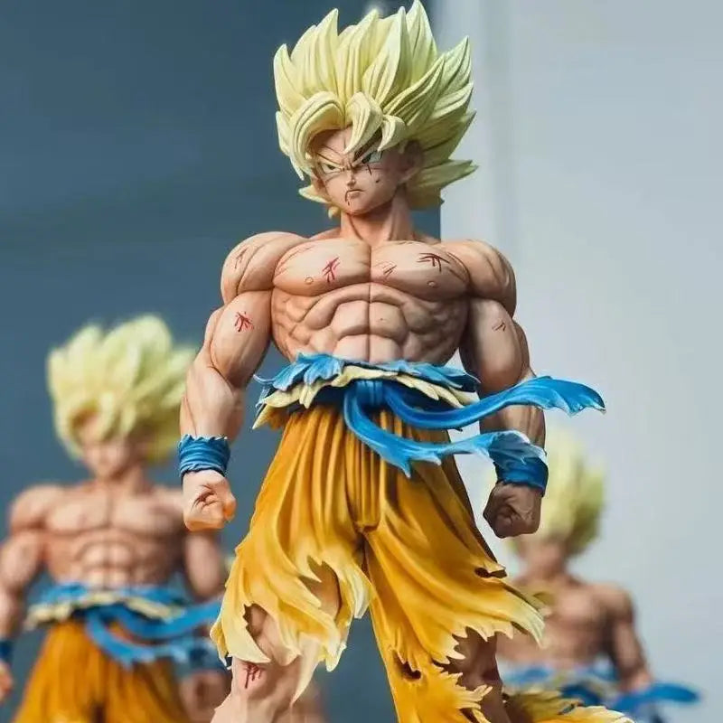 Jt Figura de Dragón Ball Z Son Goku Cabezas reemplazables Base Led Super Saiyan Goku Figuras de acción Colección Moda juguetes regalos