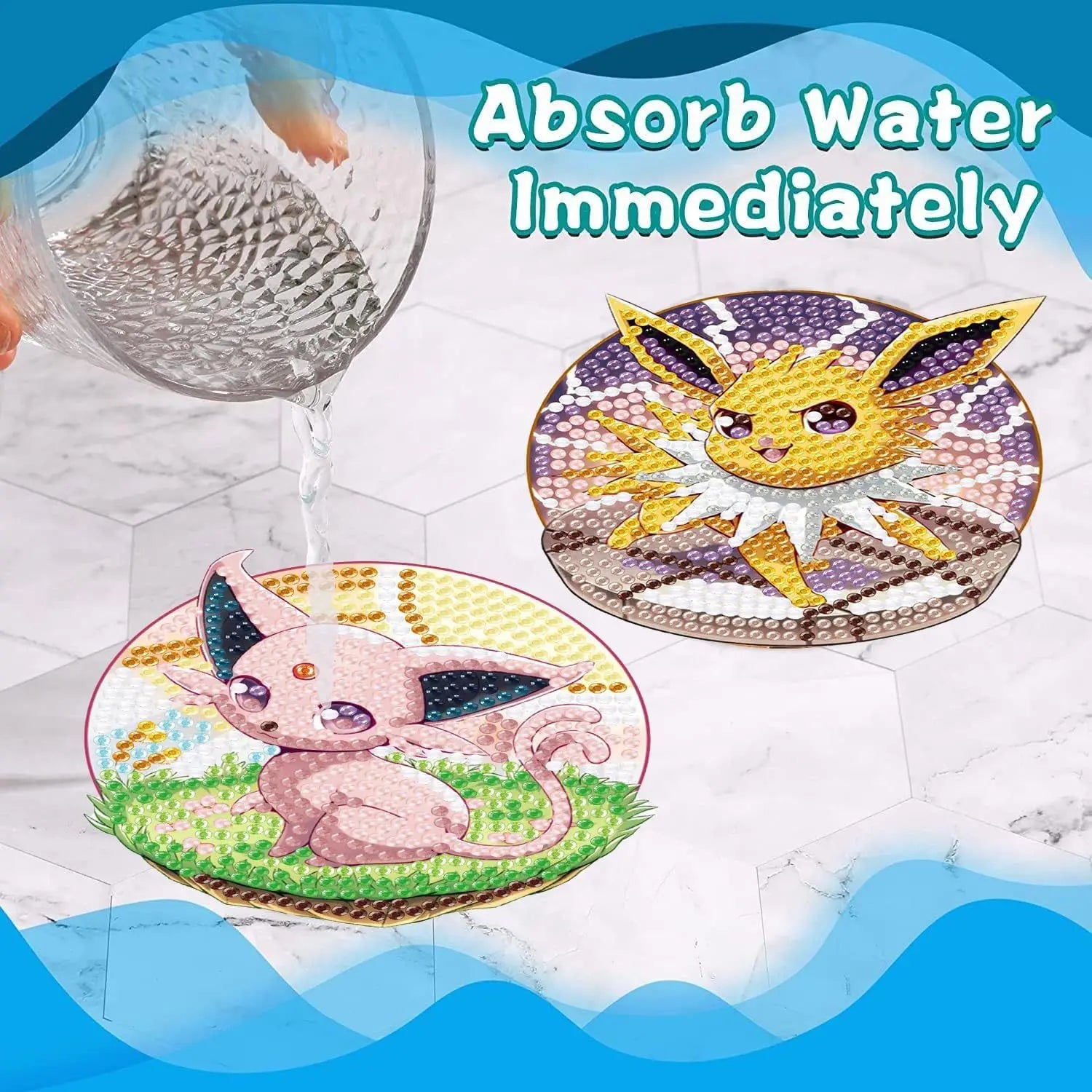 Dessous de verre cristal Pokémon – Lot de 8