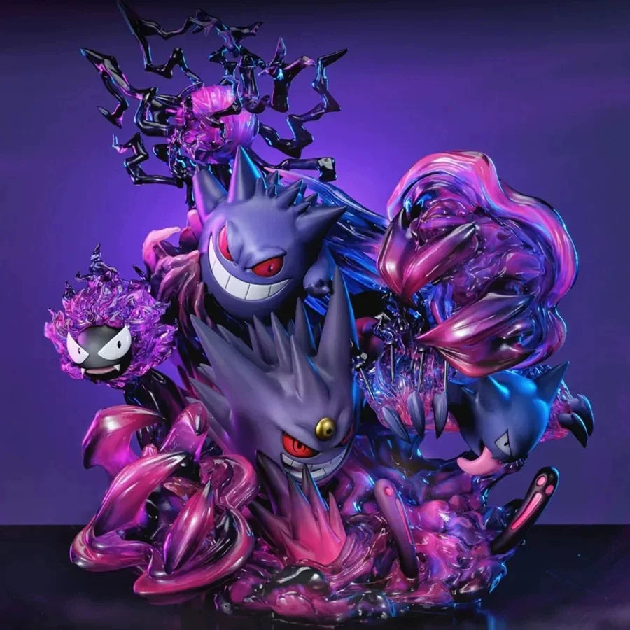 Juego de evolución de Pokémon Gengar, Gastly Haunter, figura de acción de dibujos animados de tipo fantasma, estatua de colección, decoración de escritorio para los fans de Pokémon, modelo